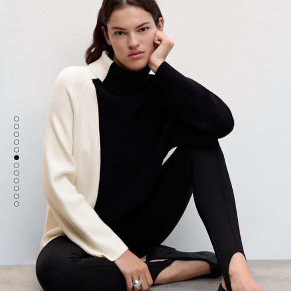MANGO Two-tone Turtleneck Sweater M - Picture 6 of 7
